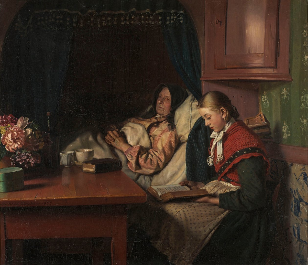 Abuela en cama enferma de Michael Peter Ancher