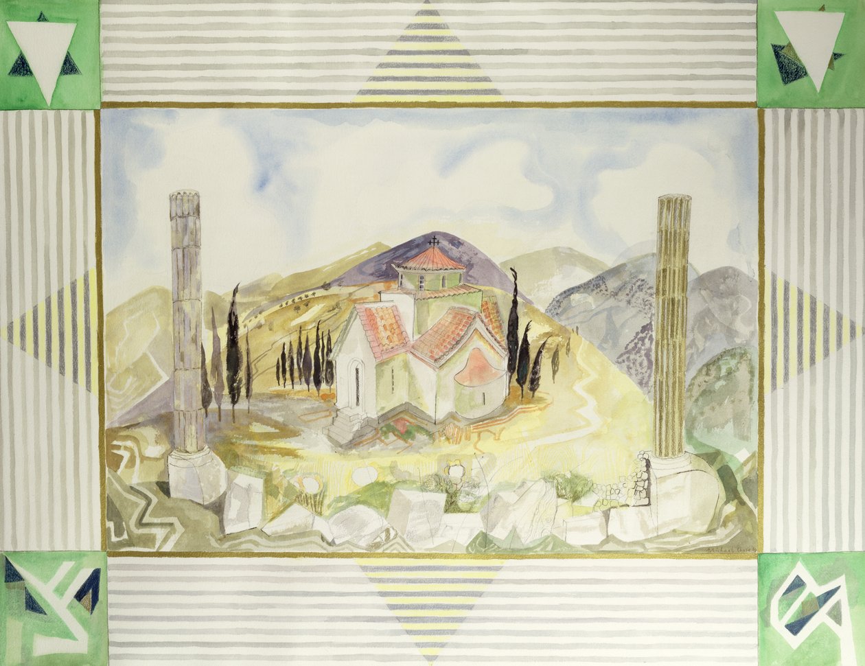 Templo en el país de Hosios Lukas de la serie Experiencia Griega, 1989 de Michael Chase