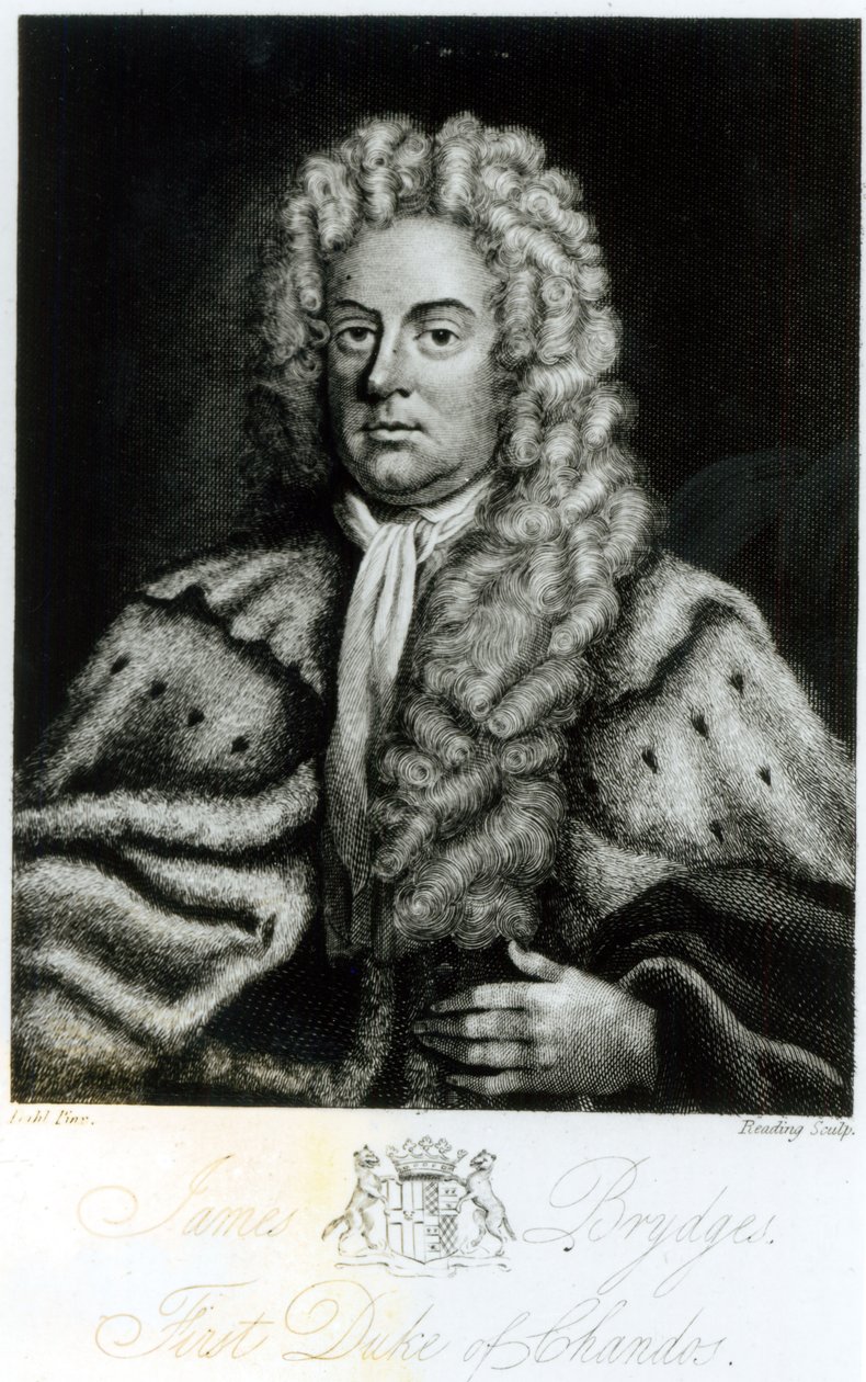 Retrato de James Brydges, primer duque de Chandos, grabado por Burnet Reading de Michael Dahl