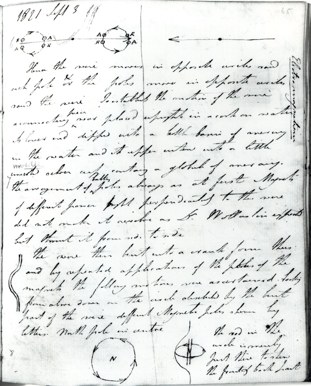 Página 73 del cuaderno de Faraday, sobre el 