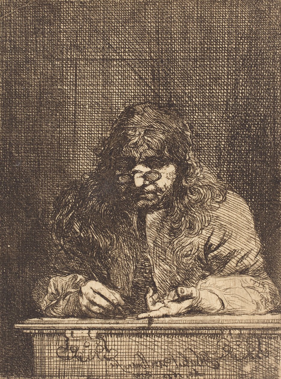 Autorretrato Dibujando, 1675 (aguafuerte sobre papel verjurado) de Michael Leopold Willmann