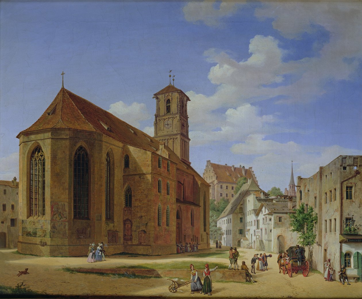 La plaza de la iglesia en Wasserburg am Inn, 1838 de Michael Neher