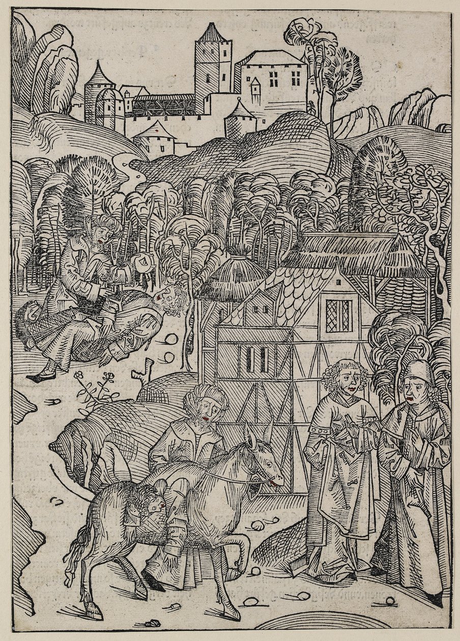 La segunda parte de la parábola del buen Samaritano, c. 1491 de Michael Wolgemut