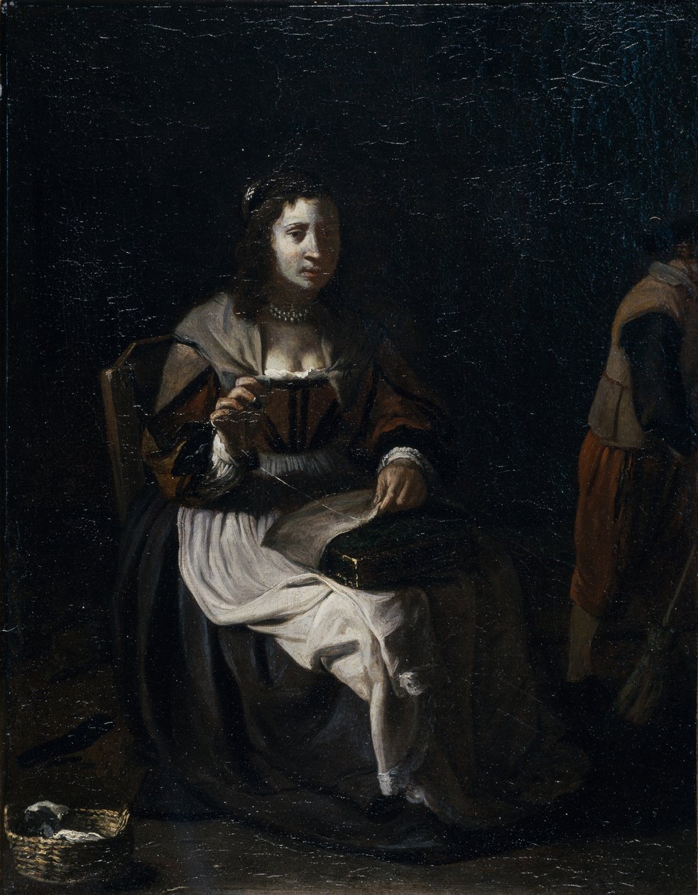 Una mujer cosiendo de Michael (attr. to) Sweerts