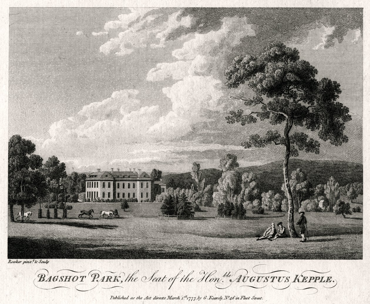 Bagshot Park, la residencia del Honorable Augustus Kepple, 1777 de Michael Angelo Rooker