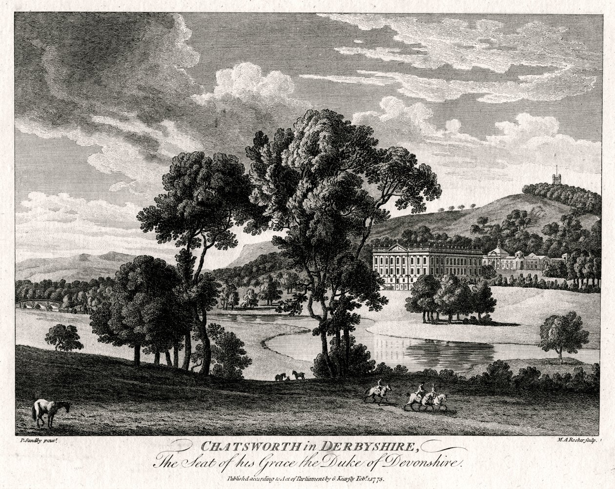 Chatsworth en Derbyshire, La Residencia de su Gracia el Duque de Devonshire, 1775 de Michael Angelo Rooker
