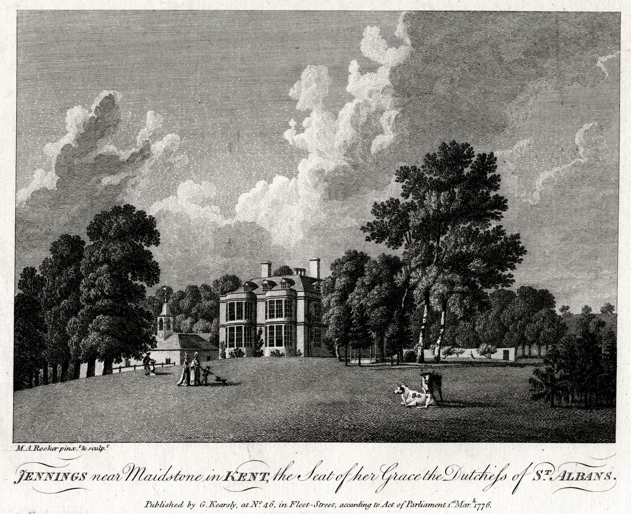 Jennings cerca de Maidstone en Kent, la Residencia de su Gracia la Duquesa de St Albans, 1776 de Michael Angelo Rooker