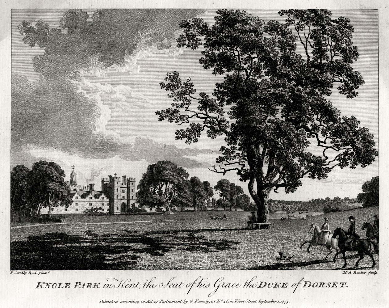 Knole Park en Kent, la residencia de Su Gracia el Duque de Dorset, 1775 de Michael Angelo Rooker