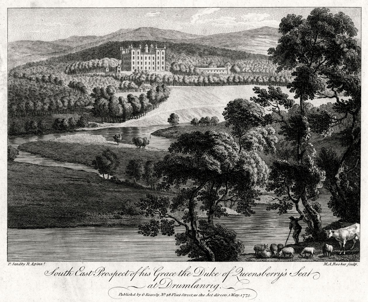Vista del sureste de la residencia de su gracia el duque de Queensberry en Drumlanrig, Escocia de Michael Angelo Rooker