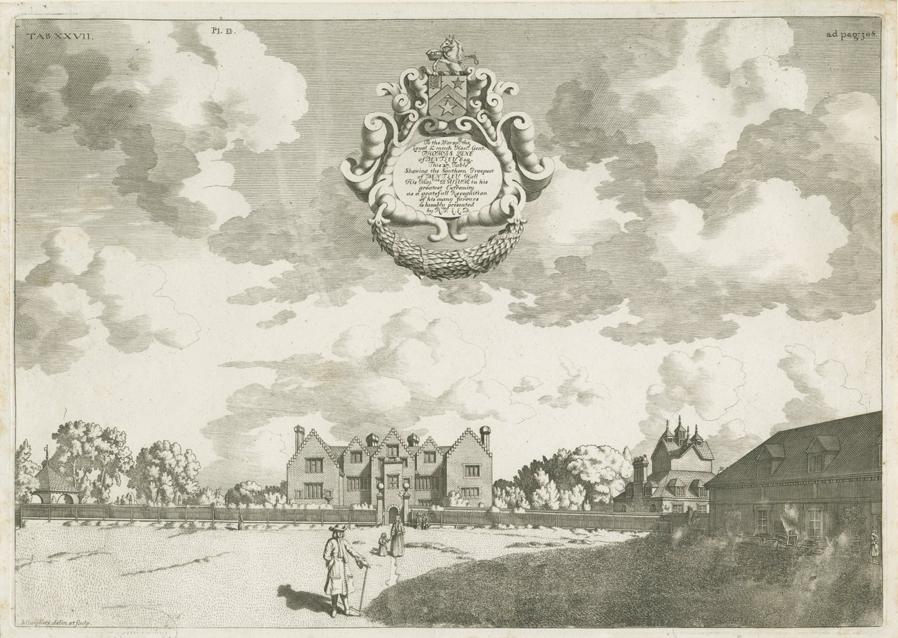 Bentley Hall: grabado en placa de cobre, [1686] de Michael Burghers