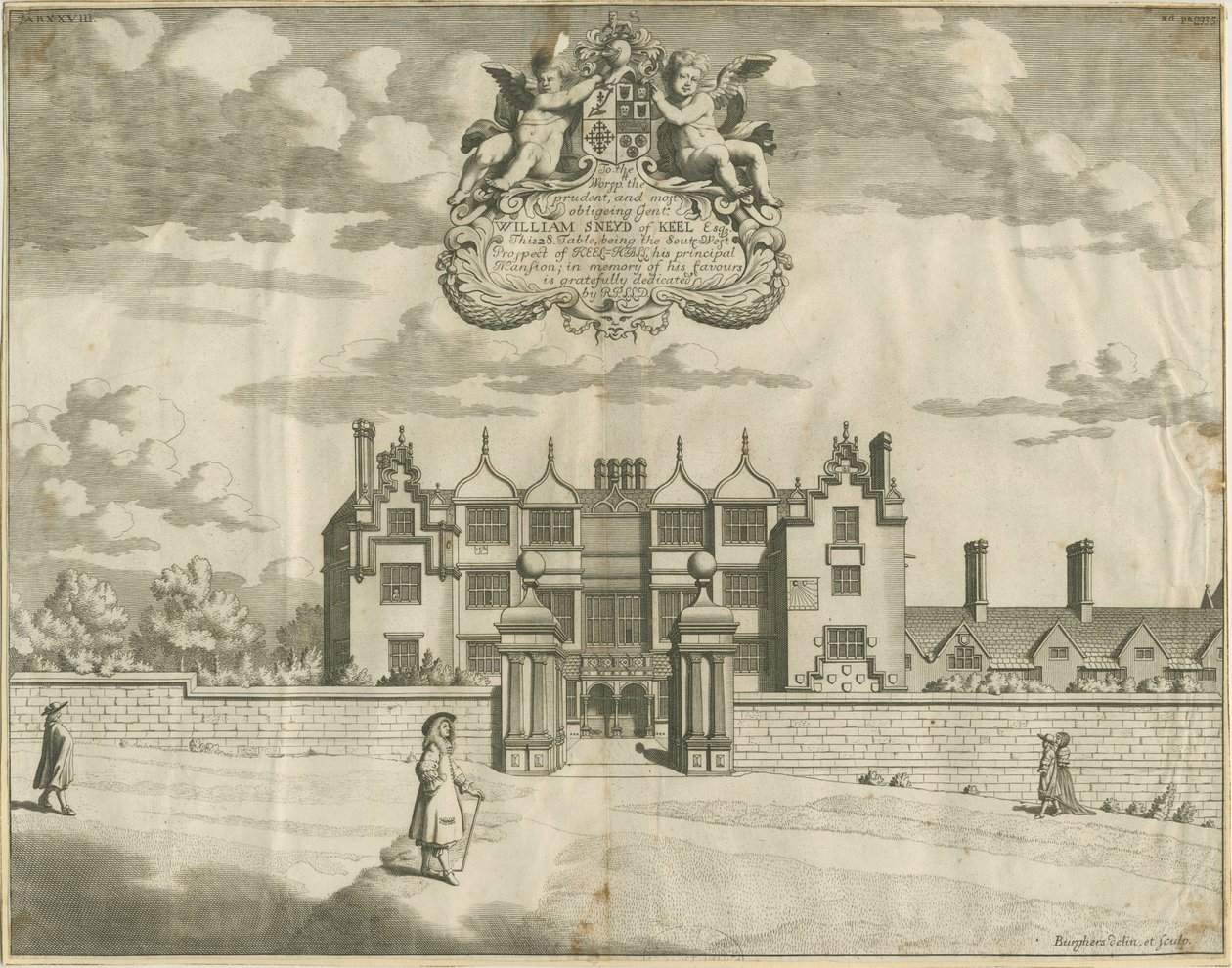 Salón de Keele: grabado en placa de cobre, nd [1653-1686] de Michael Burghers