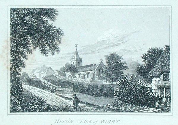 Iglesia de Niton, Isla de Wight, del álbum de recortes de Michael Faraday (grabado) de Michael Faraday