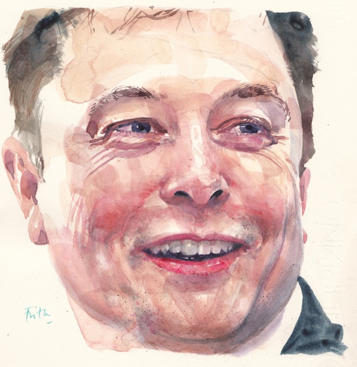 Elon Musk (acuarela) de Michael Frith