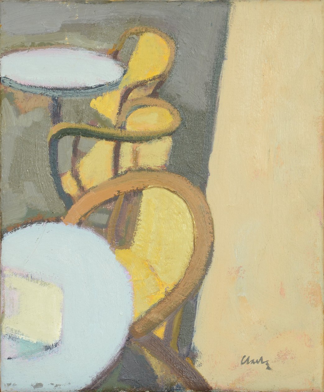 Café Table Top, 2017 (óleo sobre lino) de Michael G. Clark