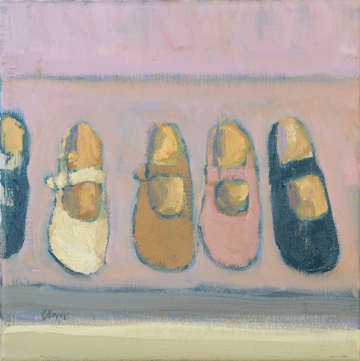 Zapatos de niña, 2017 (óleo sobre lino) de Michael G. Clark
