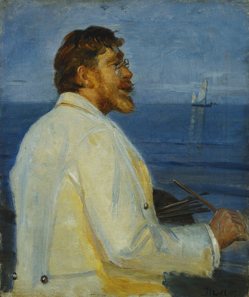 Retrato del artista Peder Severin Kroyer, medio cuerpo, 1907 de Michael Peter Ancher
