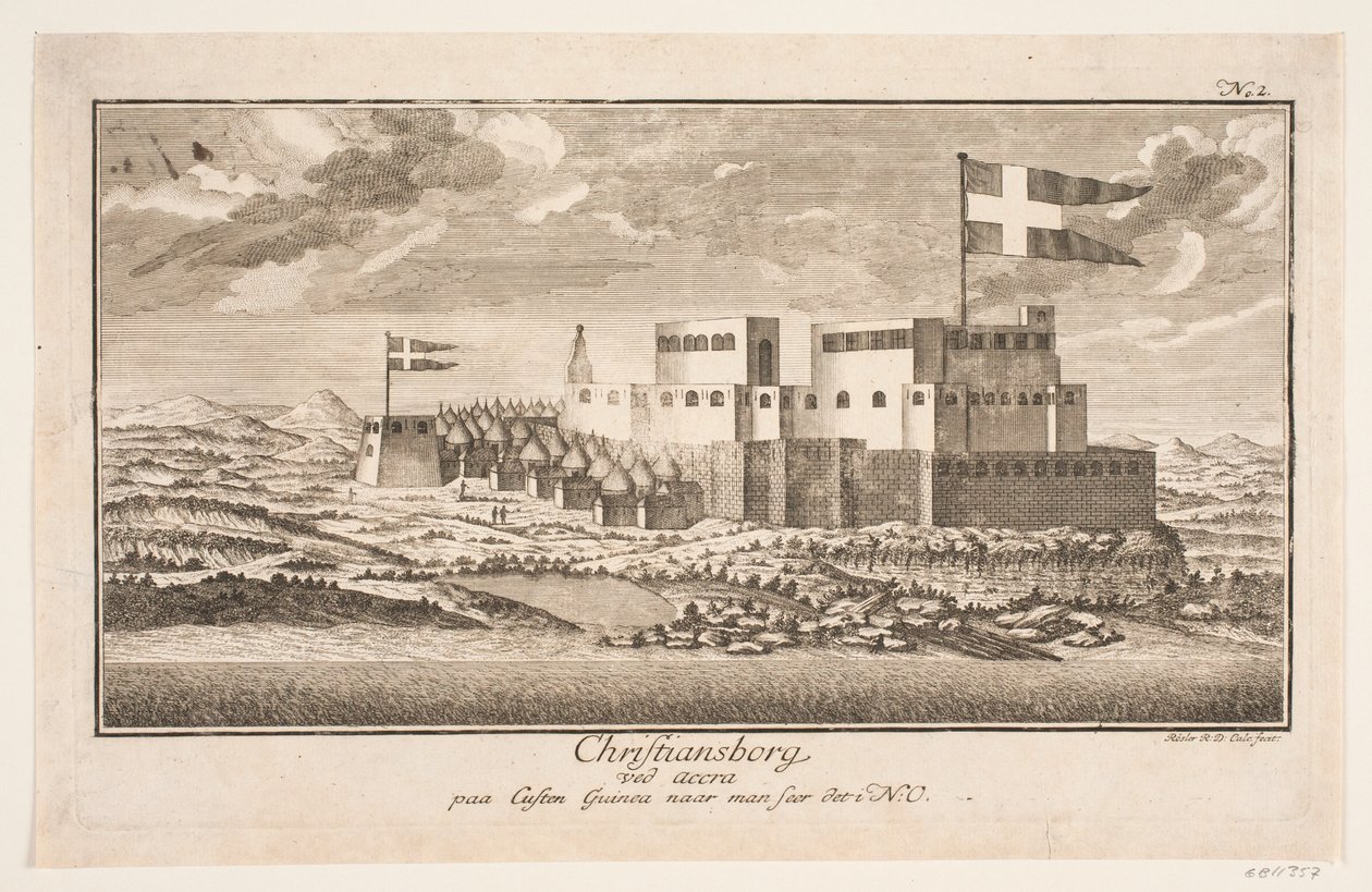 Christiansborg en la costa de Guinea, vista desde el noreste de Michael Rössler