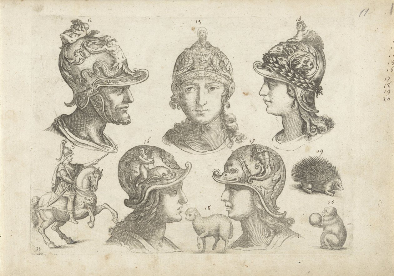Hoja de ejercicios con ejemplos de dibujo: cabezas y animales de Michael Snijders