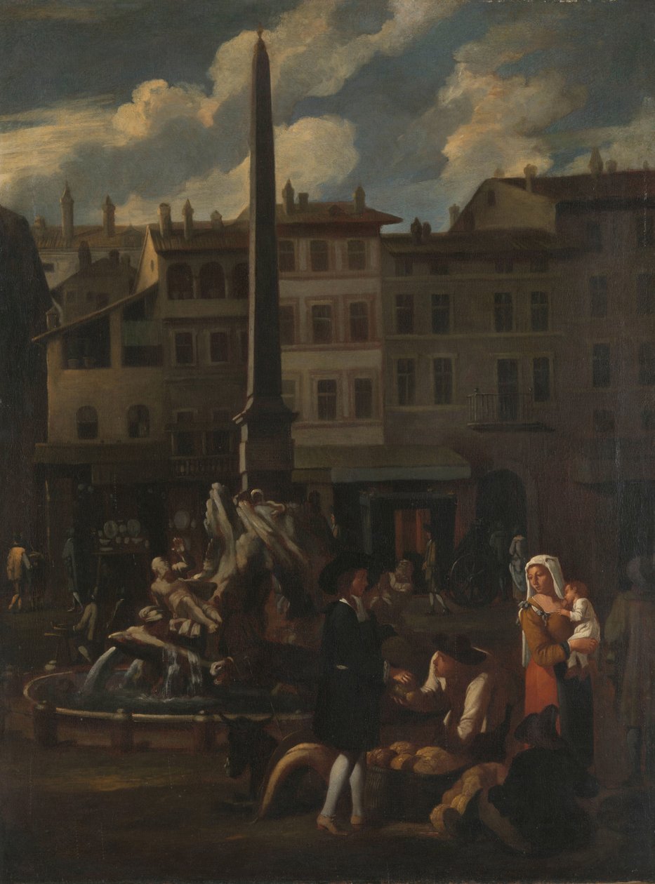 Escena de mercado en Roma, Piazza Navonna de Michael Sweerts (manner of)