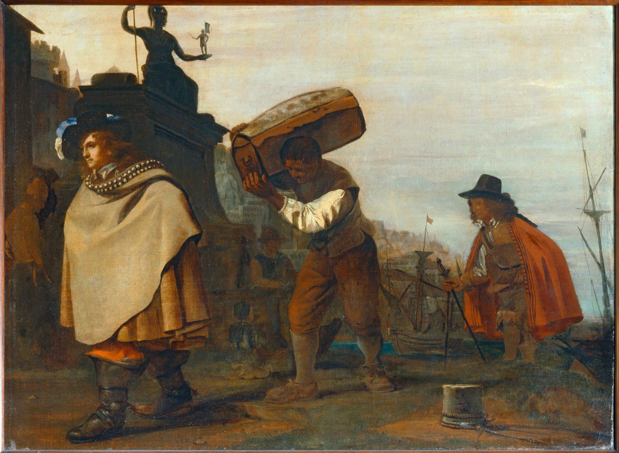 Caballero llegando a un puerto del sur ... de Michael Sweerts