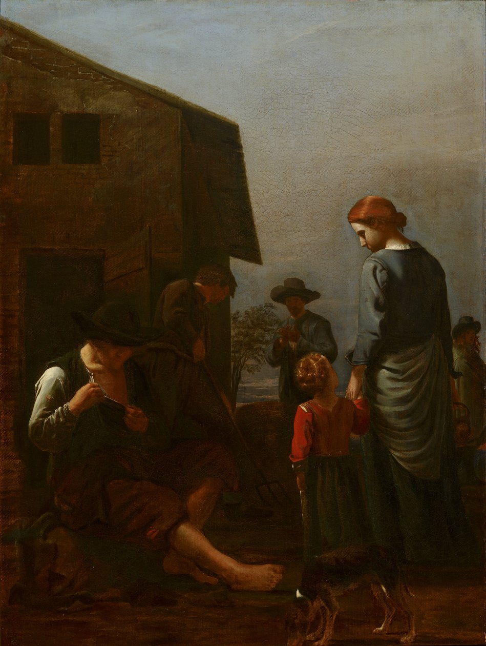 Familia campesina con hombre quitándose pulgas de Michael Sweerts