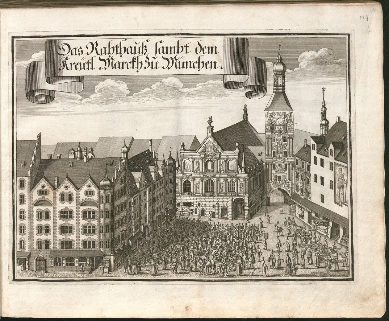 Alemán: Das Rahthauß sambt dem Kreütl. Marckh zu München de Michael Wening