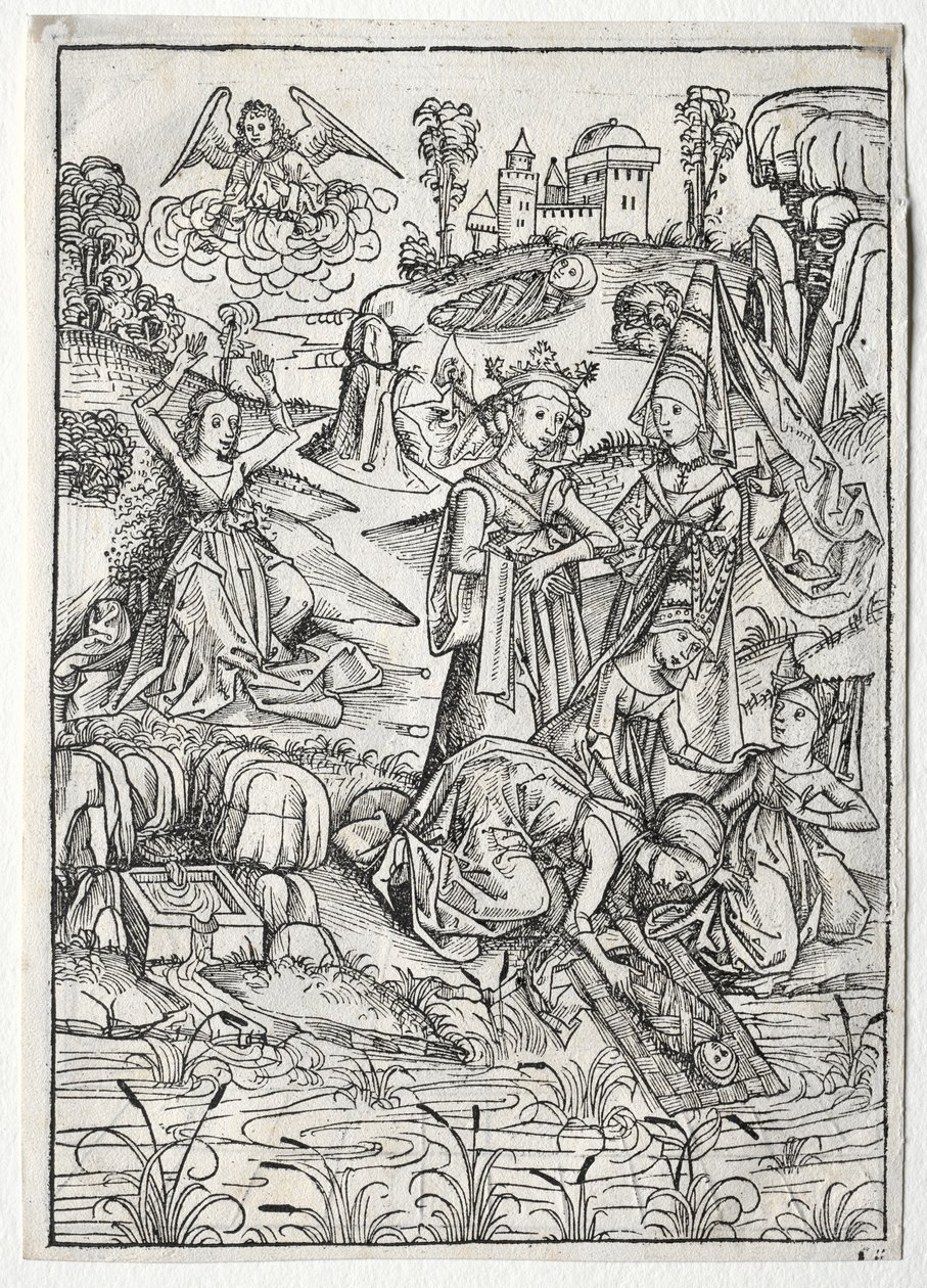 Der Schatzbehalter: Moisés encontrado por la hija del faraón recto, 1491 de Michael Wolgemut