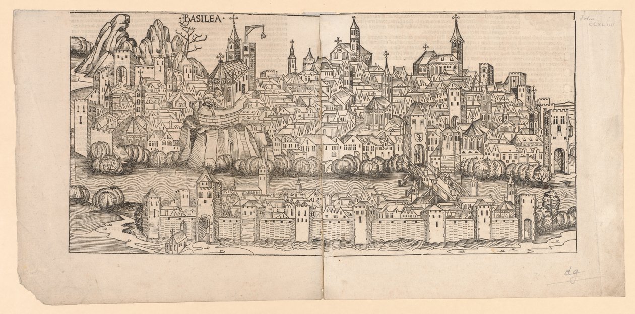 Crónica de Núremberg: Vista topográfica de Basilea, Suiza, 1493 de Michael Wolgemut