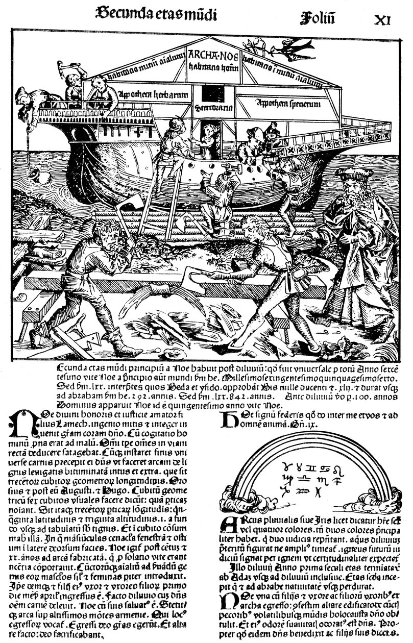 Página del libro La Crónica de Núremberg, de Hartmann Schedel, 1493 de Michael Wolgemut