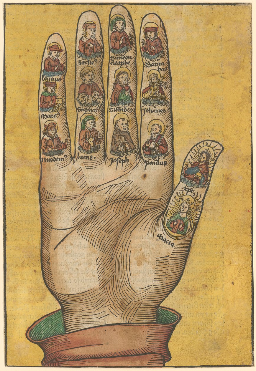 Rechte Hand der Credo-Hände mit Porträts von Heiligen de Michael Wolgemut