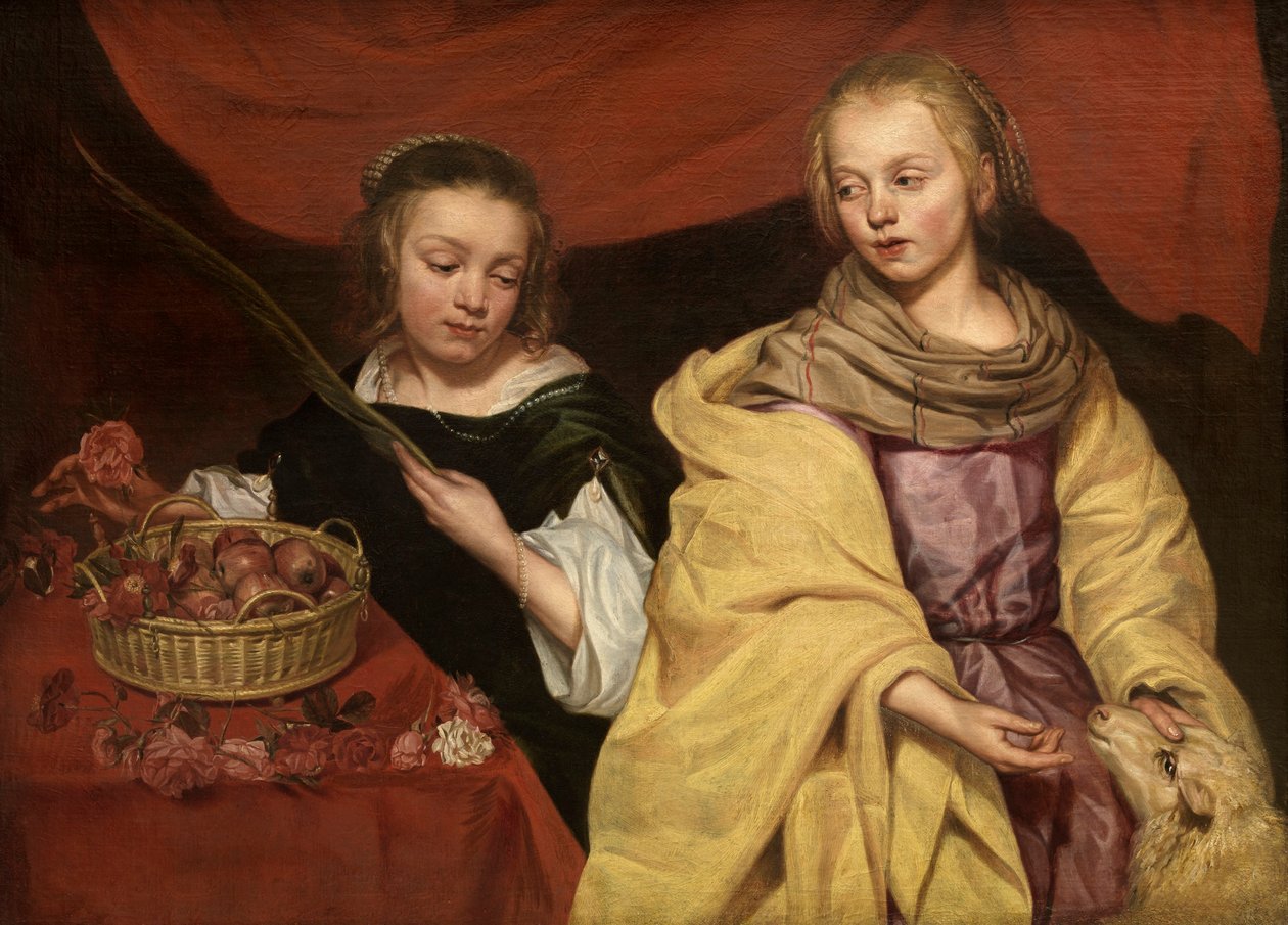 Dos chicas como Santa Inés y Santa Dorotea de Michaelina Wautier