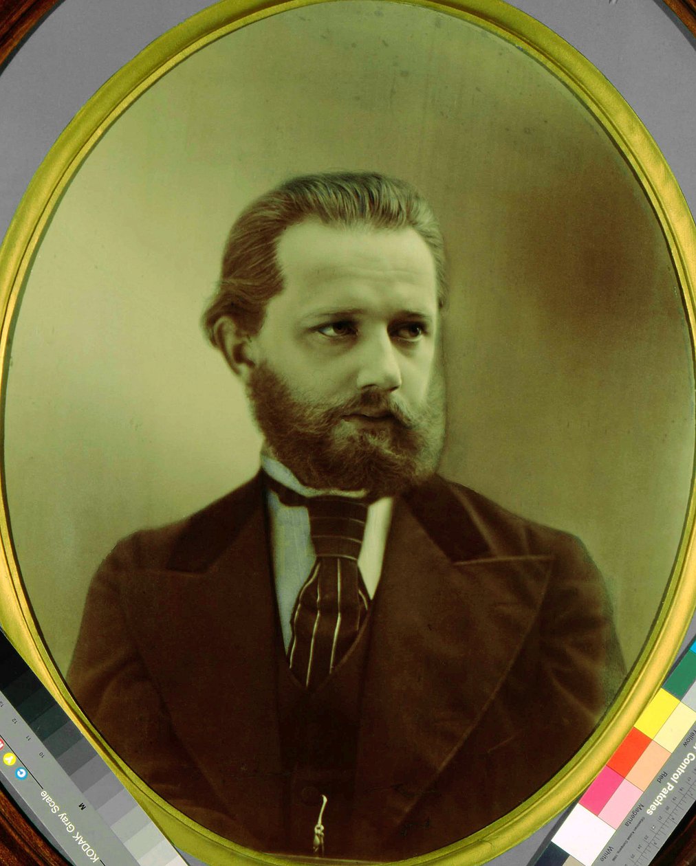 Retrato del compositor Piotr Tchaikovsky (Pyotr Petr Ilitch Tchaikovski) (Tchaikowsky) (1840-1893). Fototipo de Mikhail Mikhailoich Panov (1836-1894). P.I. del Estado Museo Conmemorativo de Tchaikovsky, Klin de Michail Michailovich Panov