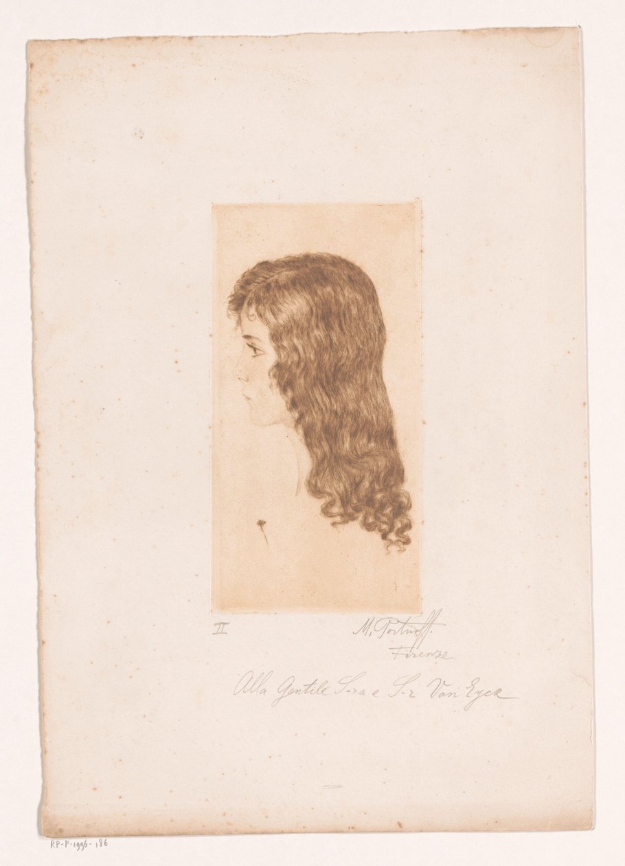 Cabeza de niña con cabello largo y perfil. de Michal Portnoff (signed by artist)