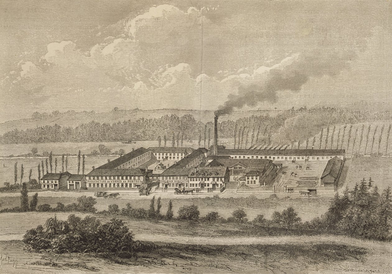 Vista de la fábrica en Trois-Fontaines, 1883 de Charles Fichot