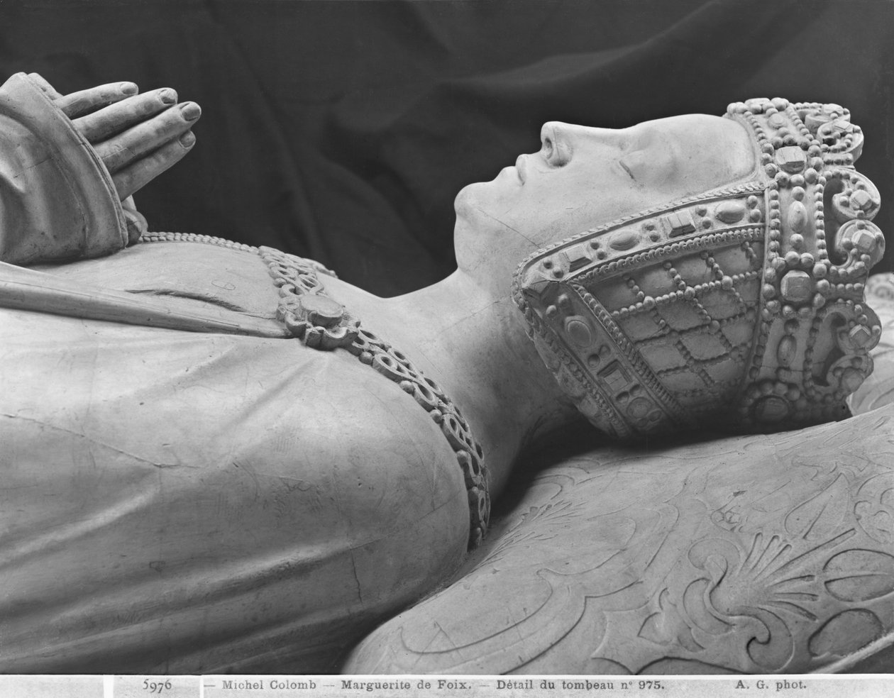 Nantes, Catedral de San Pedro y San Pablo, Tumba de Francisco II, Duque de Bretaña y Margarita de Foix, detalle de Margarita de Foix, 1502-07 de Michel Colombe
