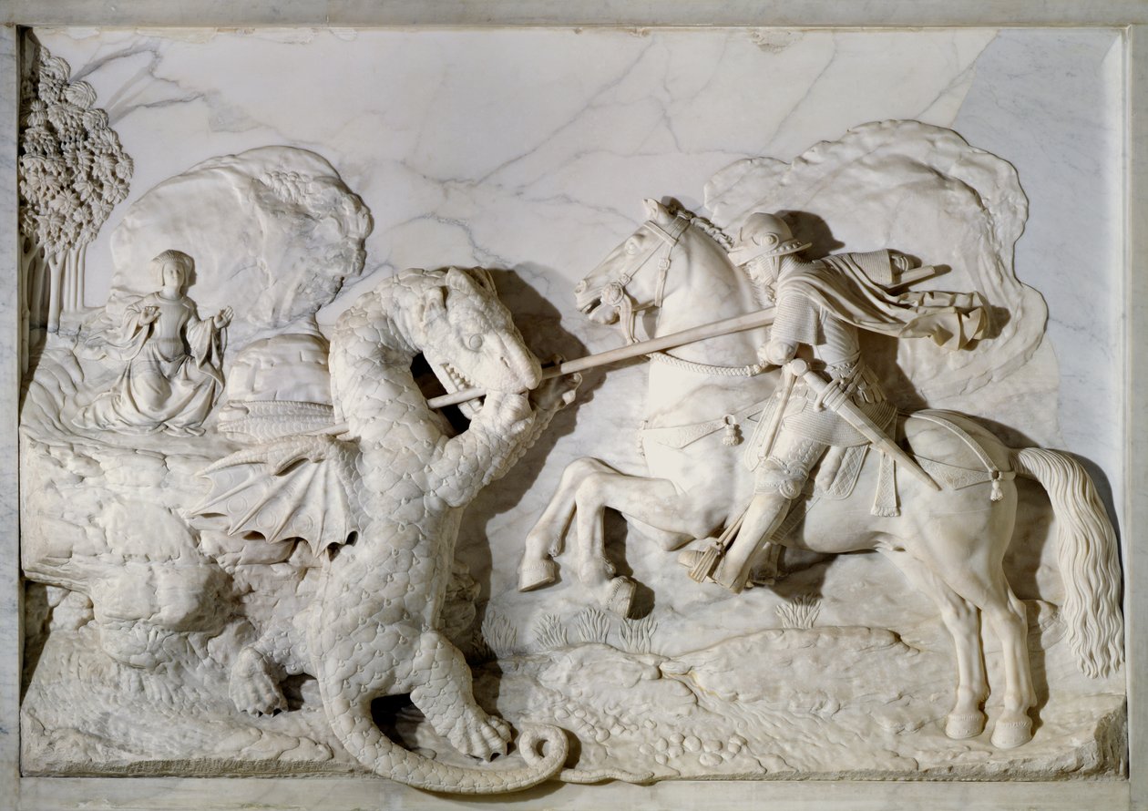 San Jorge y el dragón, 1508 (mármol) de Michel Colombe