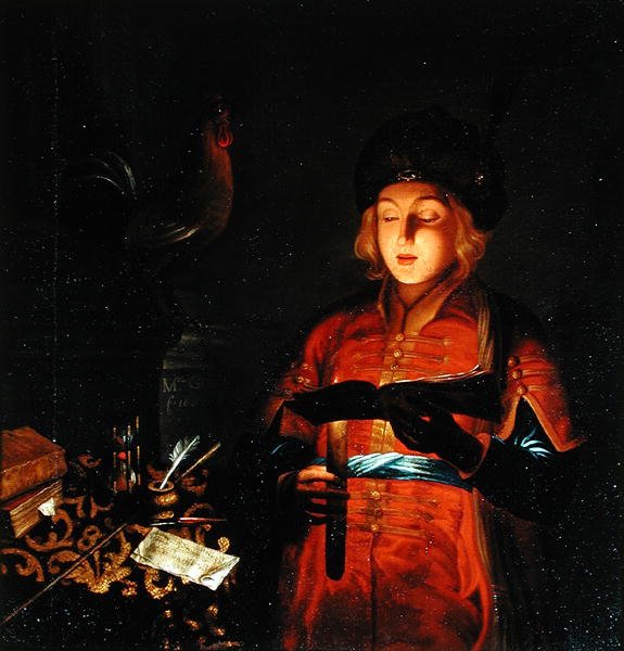 Un joven cantante (Joven con una vela) 1681 de Michel Gobin