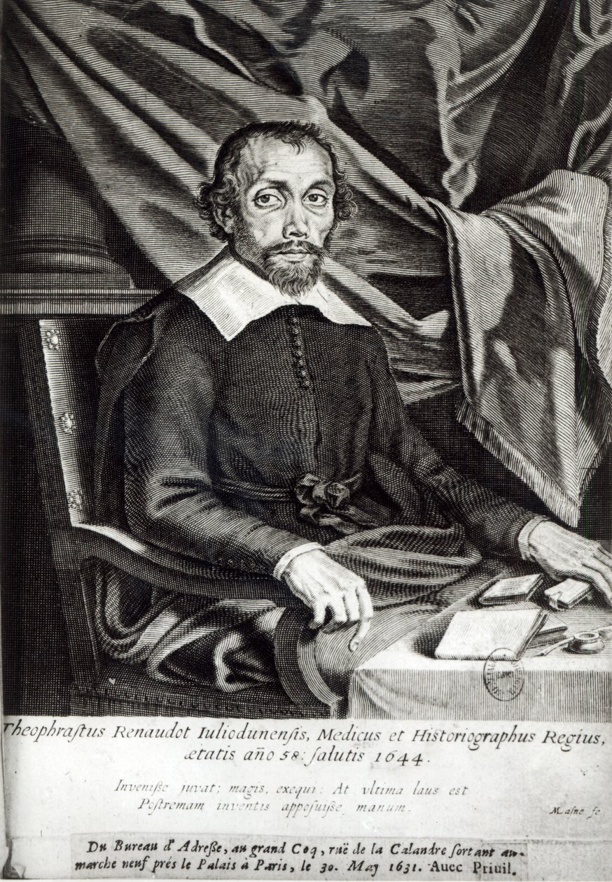 Retrato de Theophraste Renaudot (1586-1653) a los 58 años, 1644 de Michel Lasne