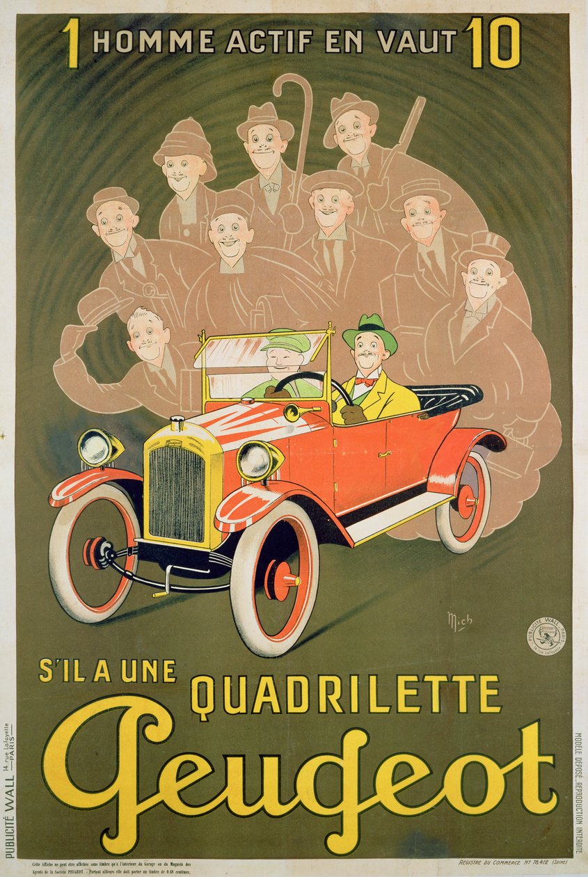 Anuncio del Peugeot Quadrilette de Michel Liebeaux