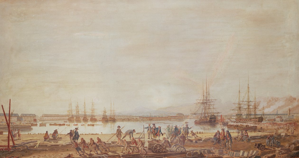 Vista del nuevo puerto de Toulon y el escuadrón del rey, 1777 de Michel de Toulon