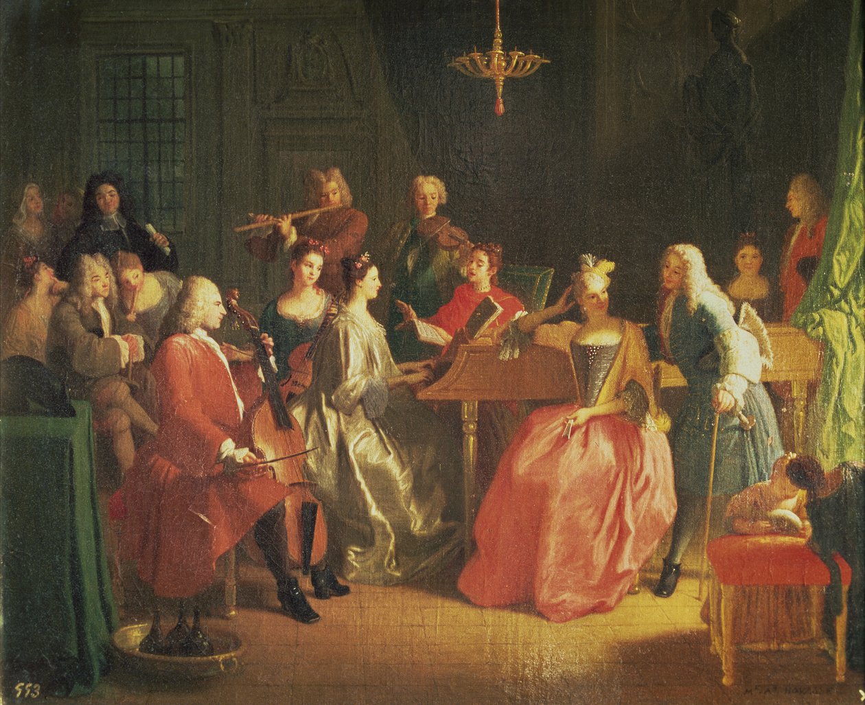 Una velada musical (óleo sobre lienzo) de Michel Ange Houasse