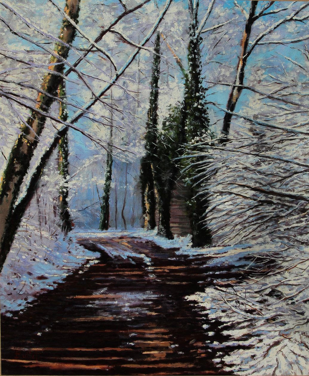 chemin de neige (pintura al óleo) de Michel Bultet