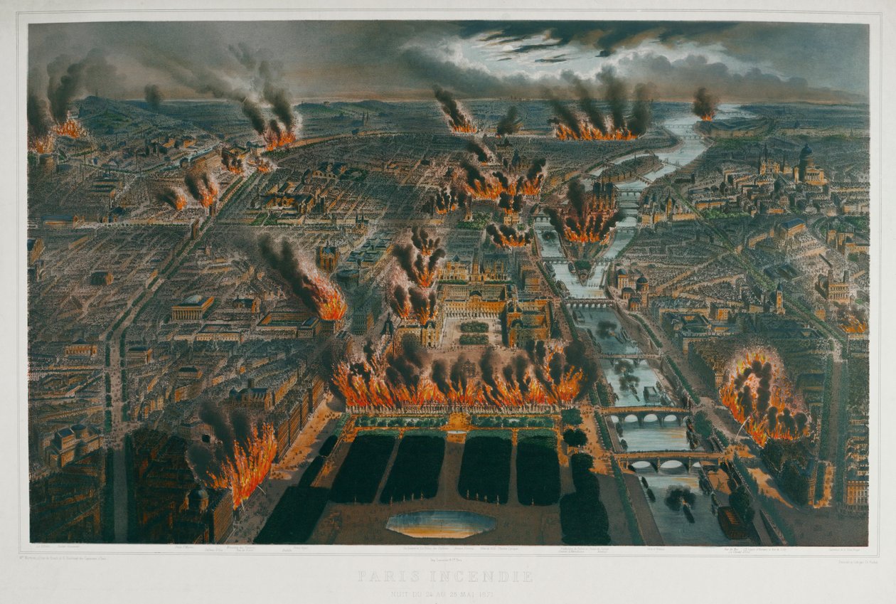 La Comuna: París en llamas durante la noche del 24 al 25 de mayo de 1871 ... (grabado) de Charles Fichot