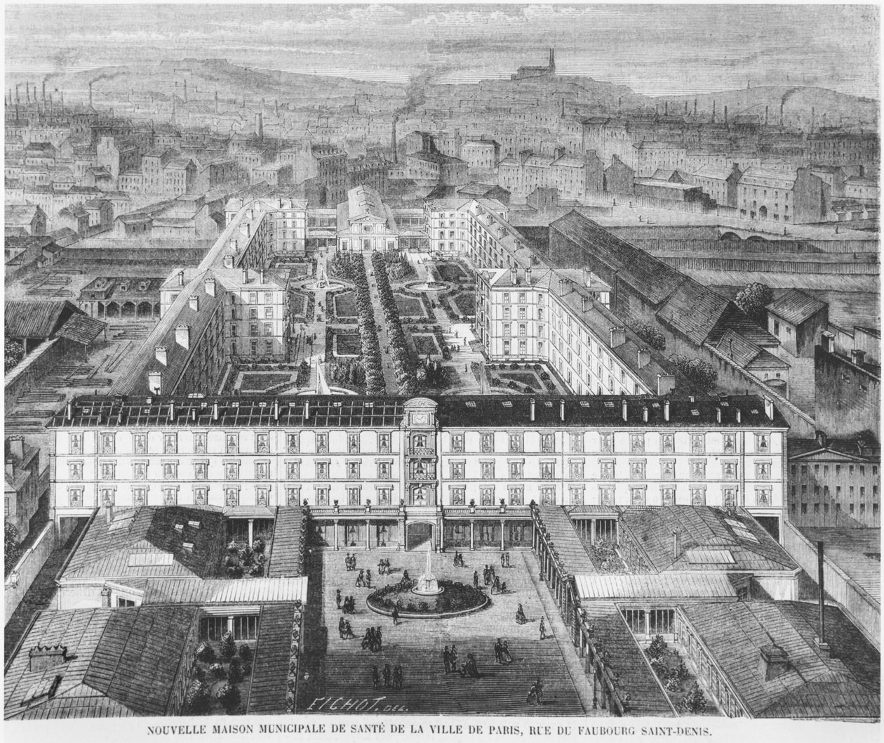 El actual Hospital Fernand Widal, París, ilustración de 