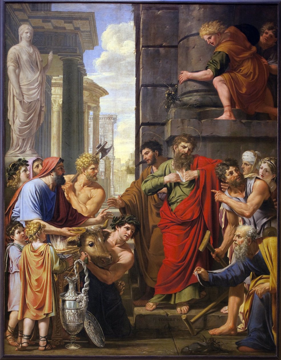 San Pablo y San Bernabé rechazando honores divinos en Listra (o Listra, ciudad de Licaonia, colonia del Imperio Romano, en Anatolia, cerca de la actual Konya). José apodado Bernabé o Barnabas (muerto alrededor del 75), santo y apóstol de la Iglesia de Michel Corneille