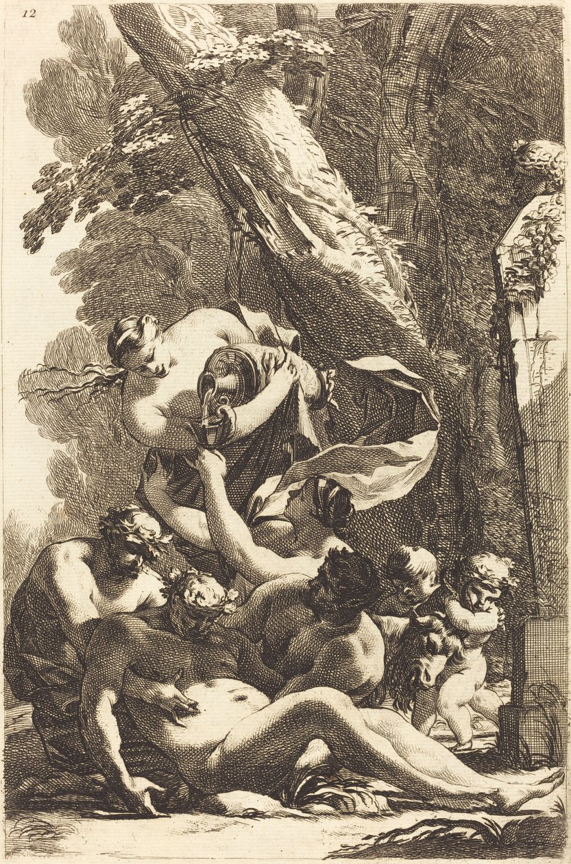 Silenus Ebrio Sostenido por Dos Faunos de Michel Dorigny
