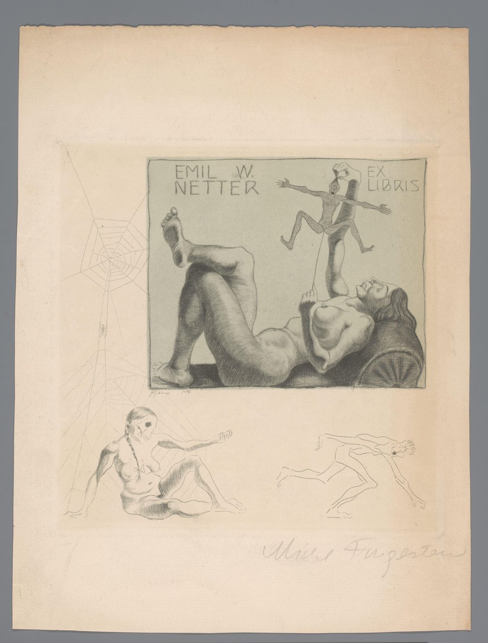 Ex libris de Emil W. Netter de Michel Fingesten (signed by artist)