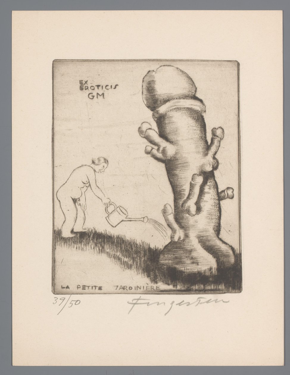 Ex libris de Gianni Mantero
Ex eroticis GM (título en el objeto)
La petite jardinière (título en el objeto) de Michel Fingesten (signed by artist)