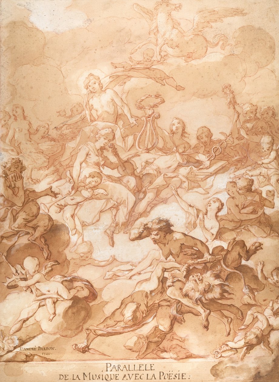 Una alegoría comparando la música y la poesía, 1740 de Michel Francois Dandre Bardon