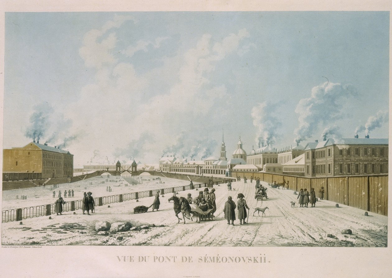 El puente Semyonovsky en San Petersburgo, 1813 de Michel Francois Damam Demartrait